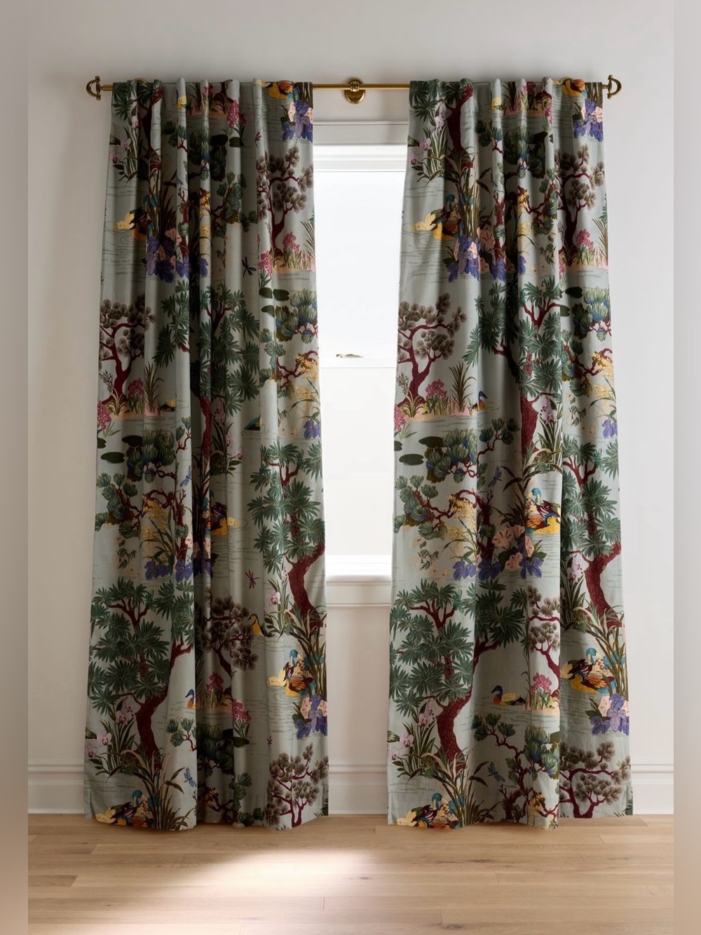 Anthropologie Bernadette Woven Cotton Printed Black Out Curtain 50x84
